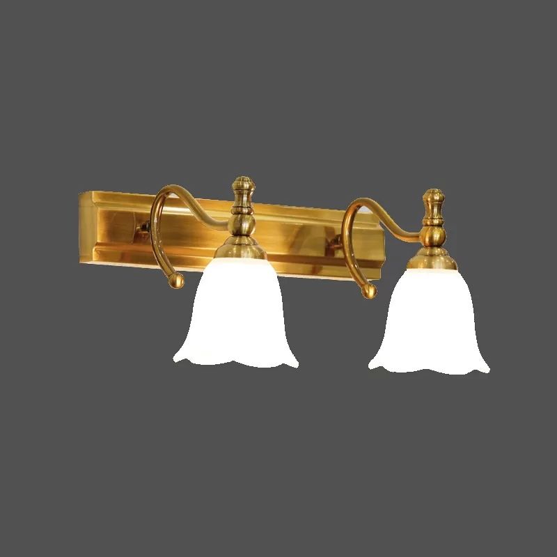 Illuminazione a parete svasata oro tradizionale lampada a parete da bagno in vetro