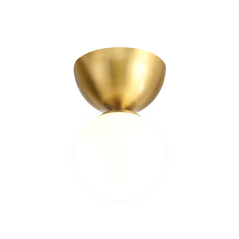 Glass Ball Shade Flush Mount in Black / Gold Brass Ceiling Flush