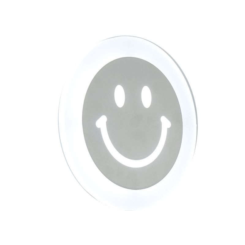 Smiley Face LED Sconce Lamp Ultra-Thin Acrylic Shaded LED Wall Lighting Fixture in Warm/White Light