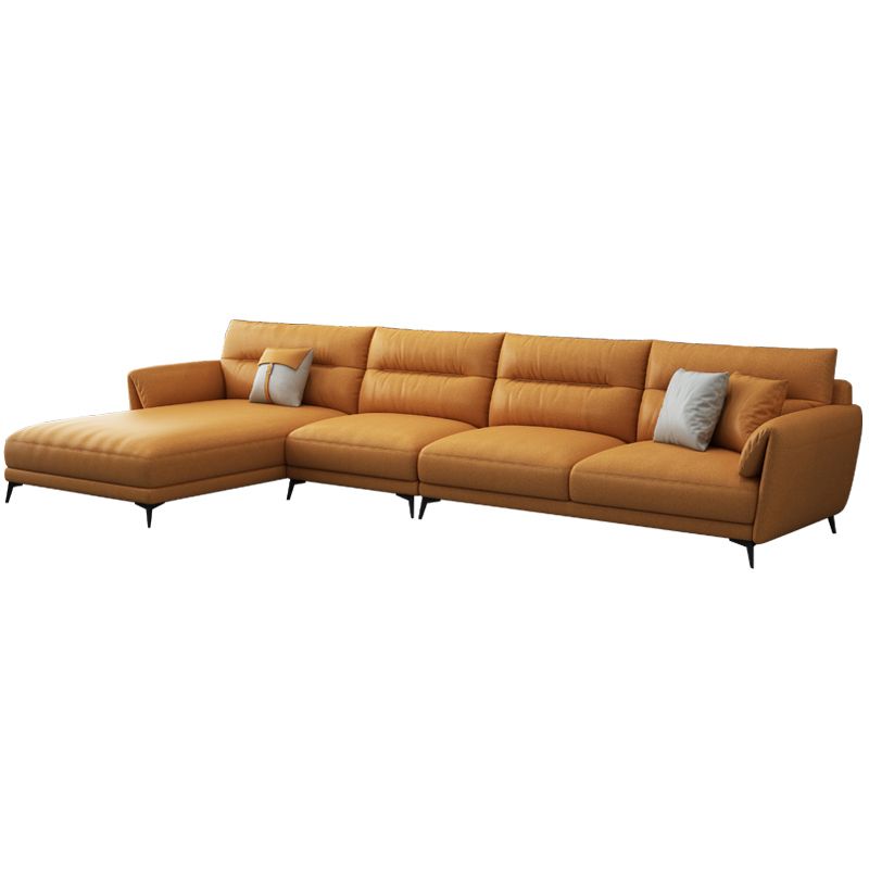 Contemporary 4-Seater Sectional with Pillow Top Arms in Faux Leather
