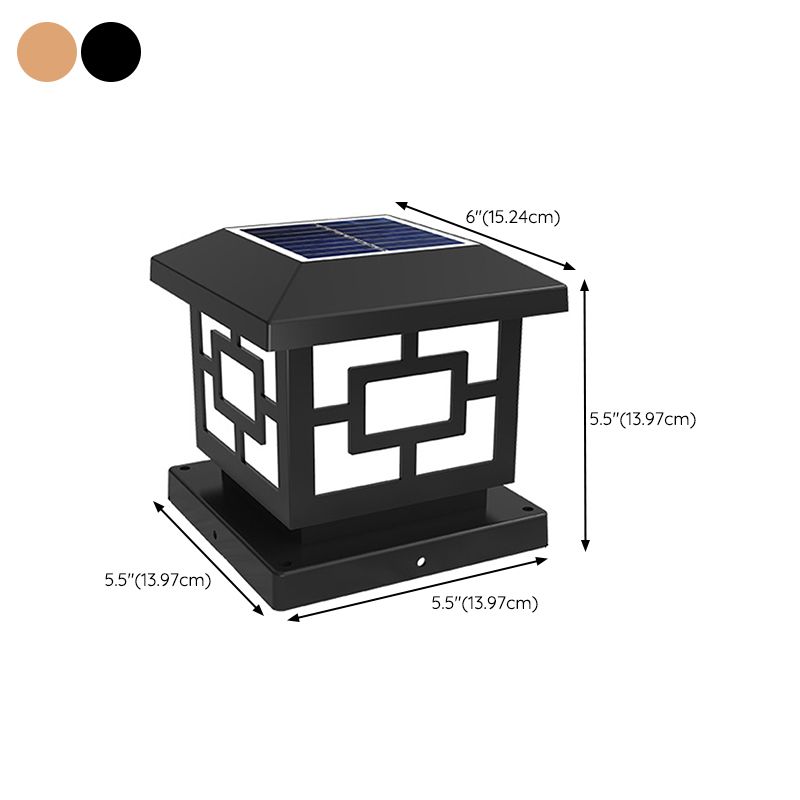Simple LED Pillar Light Geometric Solar Lighting Fixture for Backyard