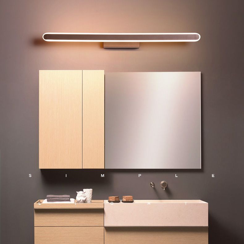 Metal Linear Wall Mounted Light Minimalist Style LED Wall Light Sconce in Coffee