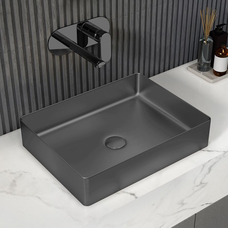 Contemporary Trough Bathroom Sink Solid Color Metal Trough Sink