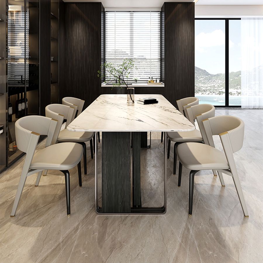 Dining Room Glam Side Chair Metal Legs Open Back Dining Armless Chair