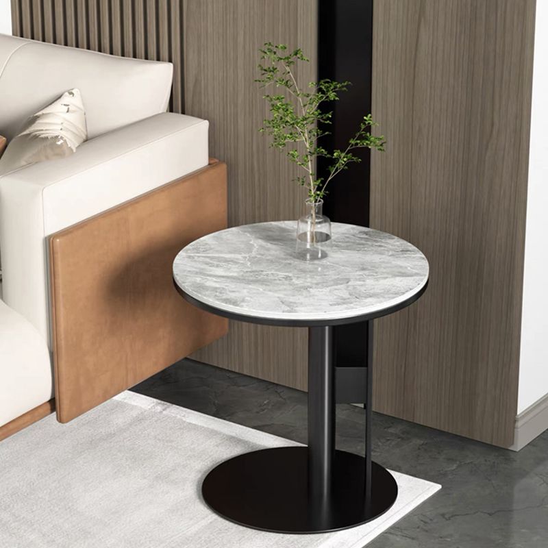 Modern Style Cocktail Table White/black/grey Slate Top Black Metal Base Coffee Table