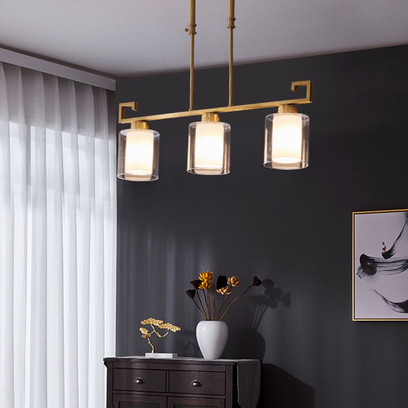 Cilinder Island Lighting Glass Contemporary Simplicity Fishting a sospensione per il ristorante