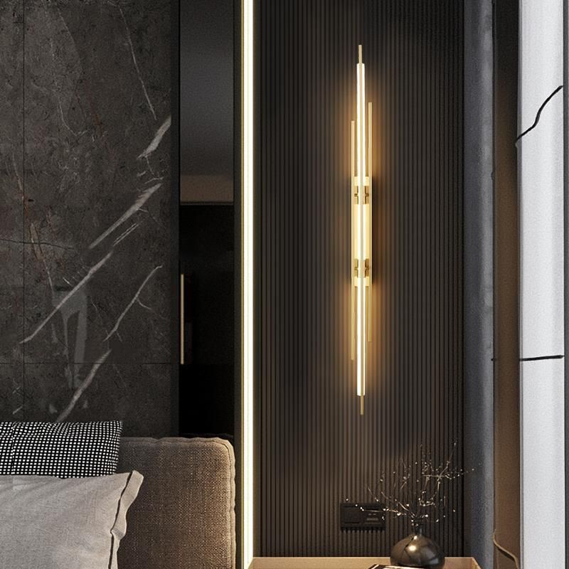 Solid Brass Linear Wall Sconce in Black / Gold Finish LED Wall Light