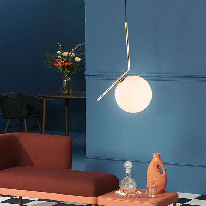 Brass Globe Single Pendant Light in Modern Creative Style Wrought Iron Hanging Lamp with Glass Shade