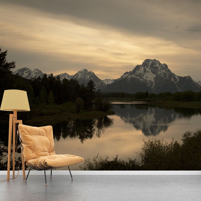 Mountain and River Mural Wallpaper Wall Covering Mildew Resistant for Sleeping Room