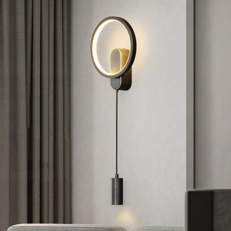 Modern Brass LED Wall Light Geometric 31" High Reading Wall Sconce for Living Room