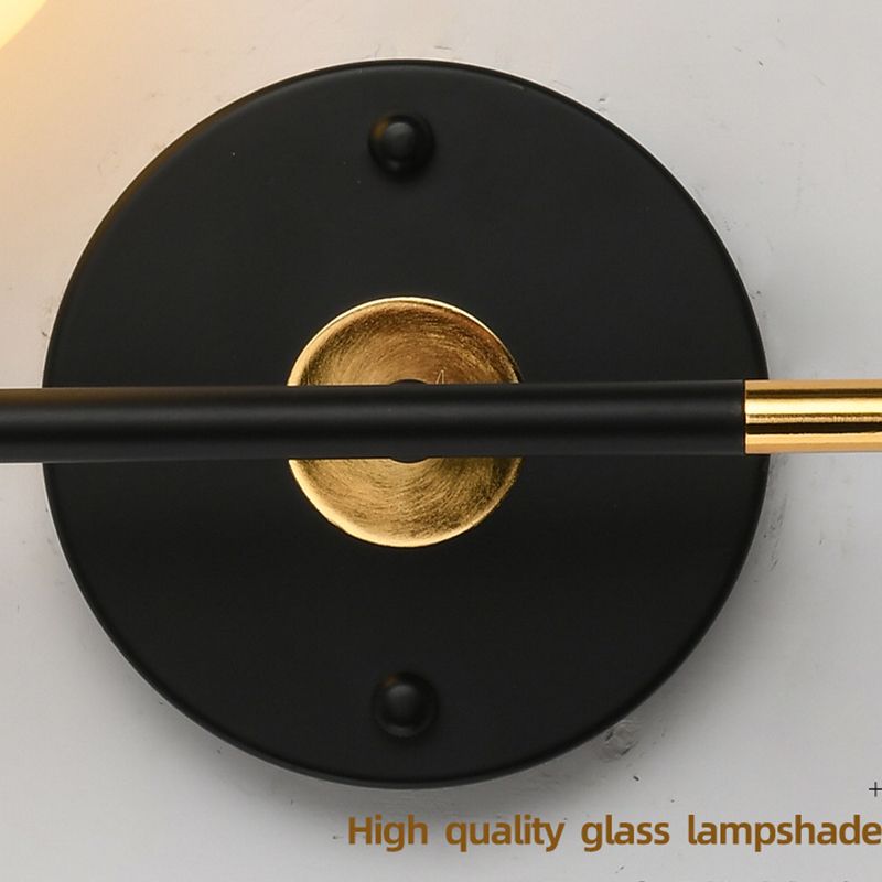 Schlafzimmer einfache Leuchtenleuchten Metall 1 Blub weiße Glaswandmontage Beleuchtung