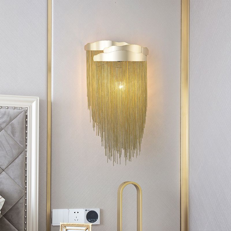 Aluminum Tassel Wall Lamp Lighting 3 Lights Modern Stylish Wall Sconce in Silver/Gold for Bedside