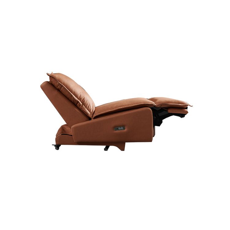 Contemporary Faux Leather Orange Solid Color Removable Cushions Recliner