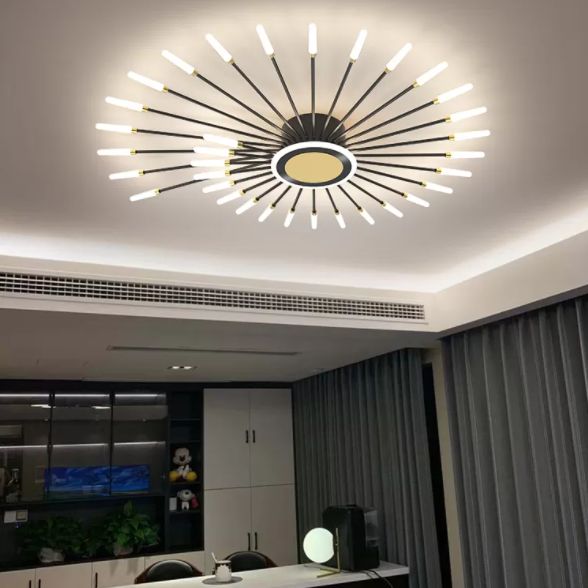 Plafonnier encastré Spoutnik en or noir, nouveau plafonnier moderne en acrylique pour le salon