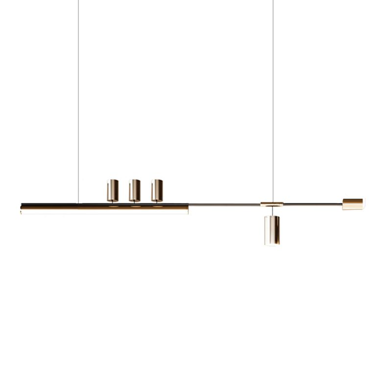 Metal Contemporary Linear Shape Pendant Light with Plastic Shade for Living Room