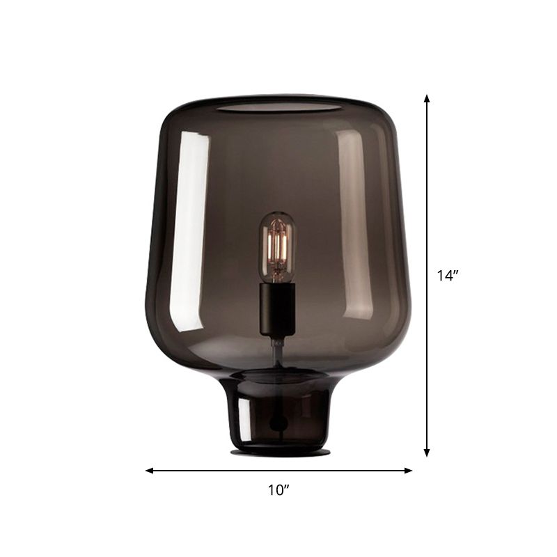 Smoke Glass Shaded Task Lighting Modernist 1 Bulb Small Desk Lamp for Living Room