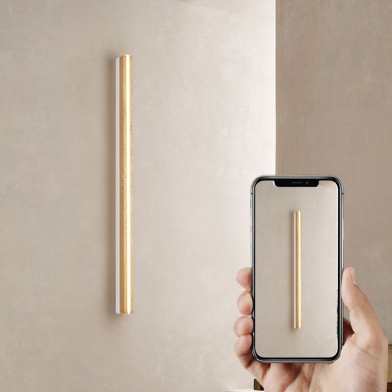 Linear Shape Stone Wall Mount Light Modern Style 1-Light Wall Light Sconce in Yellow