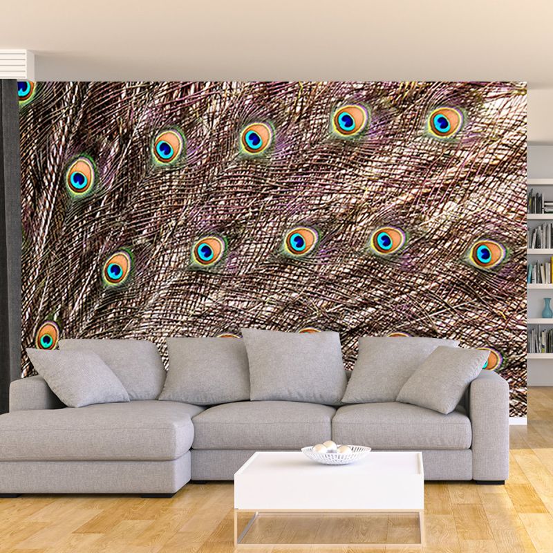 Photography Wall Mural Peacock Feather Patterned Drawing Room Wall Mural