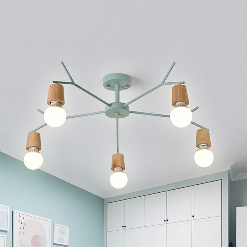 Zweigform Wohnzimmer Kronleuchter Metall Multi -Heads Nordic Stylish Anhänger Licht