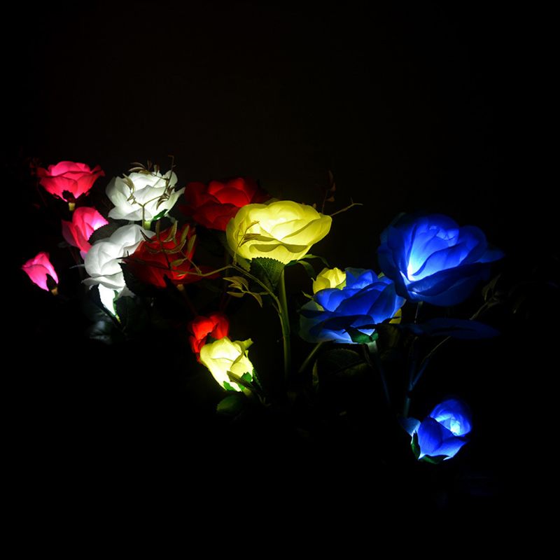1 Pc Artistic Flower Shape LED Lawn Lighting Plastic Garden Solar Powered Stake Light