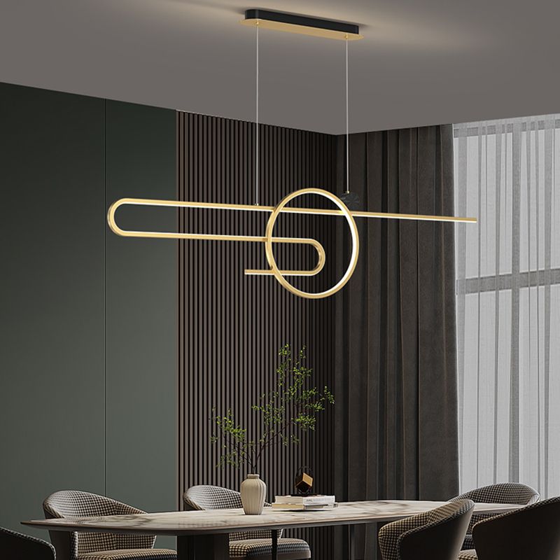 Zeitgenössischer Stil linearer Form Island Beleuchtung Ideen Metal 2 Light Island Leuchten