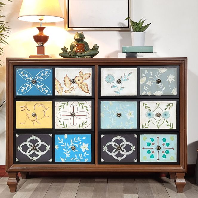 American Traditional Wooden Chest Home Storage Chest with Drawers