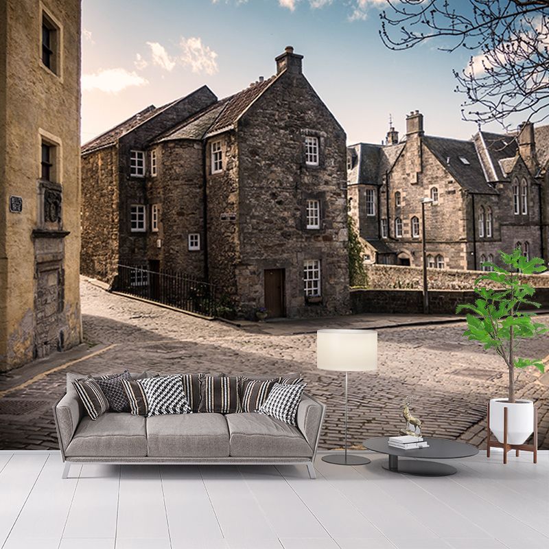 Town Scenery Resistant Mural Wallpaper Environment Friendly Sleeping Room Wall Mural