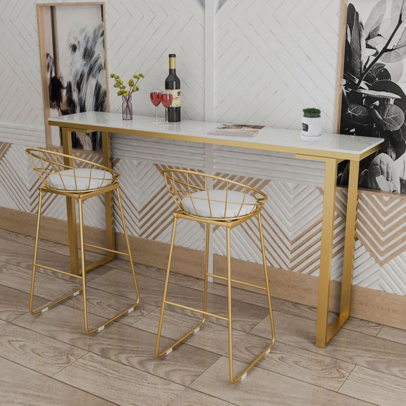 Marble Top Bar Table Rectangle Contemporary Style Pub Table for Cafe