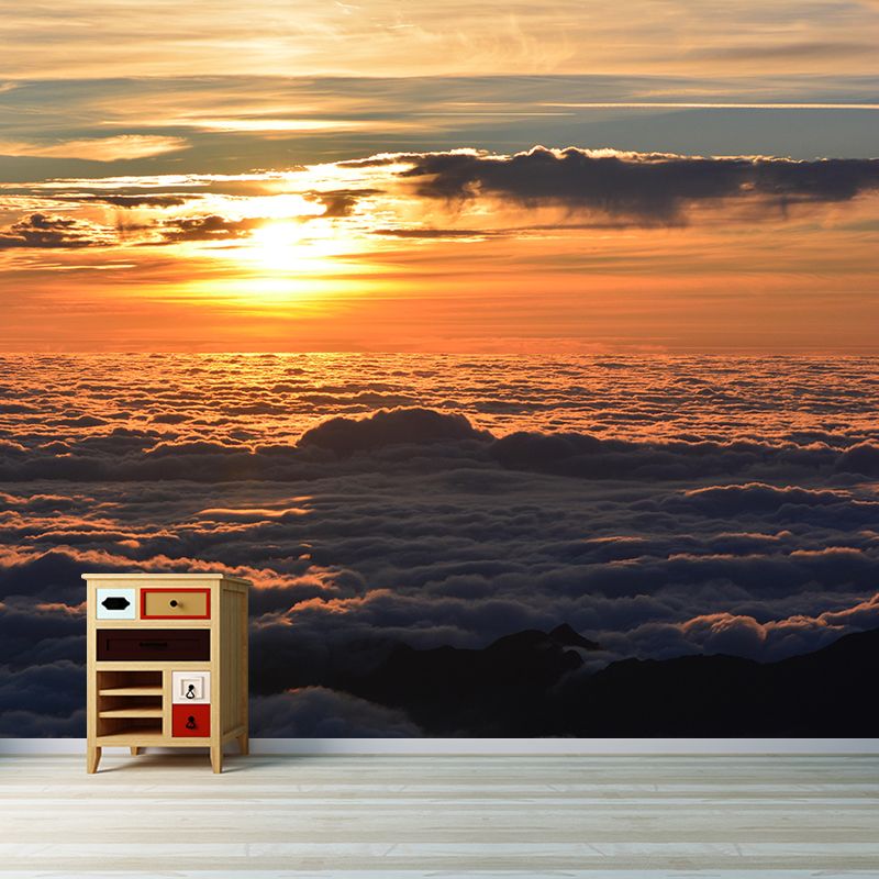 Sky Landscapes Mural Contemporary Wall Covering Soft Color Wallpaper for Dining Room