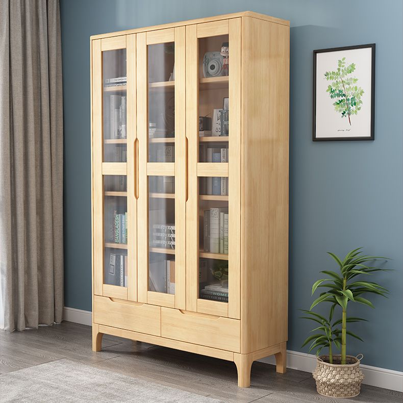 Solid Wood Scandinavian Bookcase Closed Back Bookcase with Door
