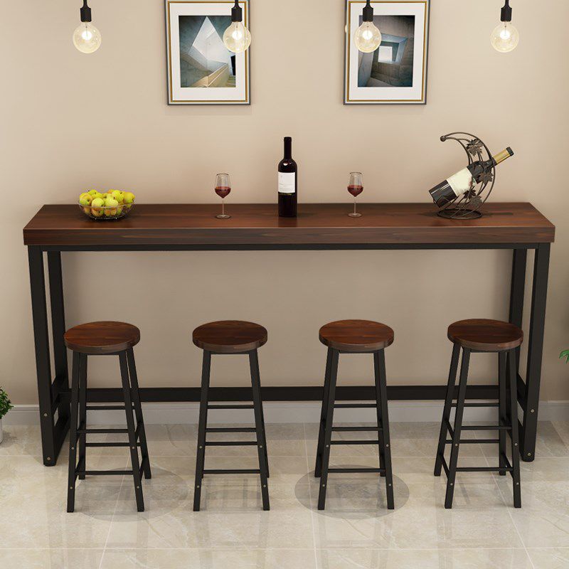 Iron Solid Wood Rectangular Table Industrial Style Home Bar Table