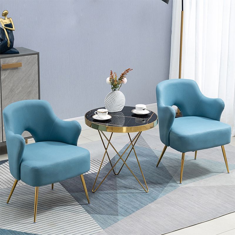 Nordic Fabric Arms Included with Goldtone Legs Fixed Back Accent Armchair