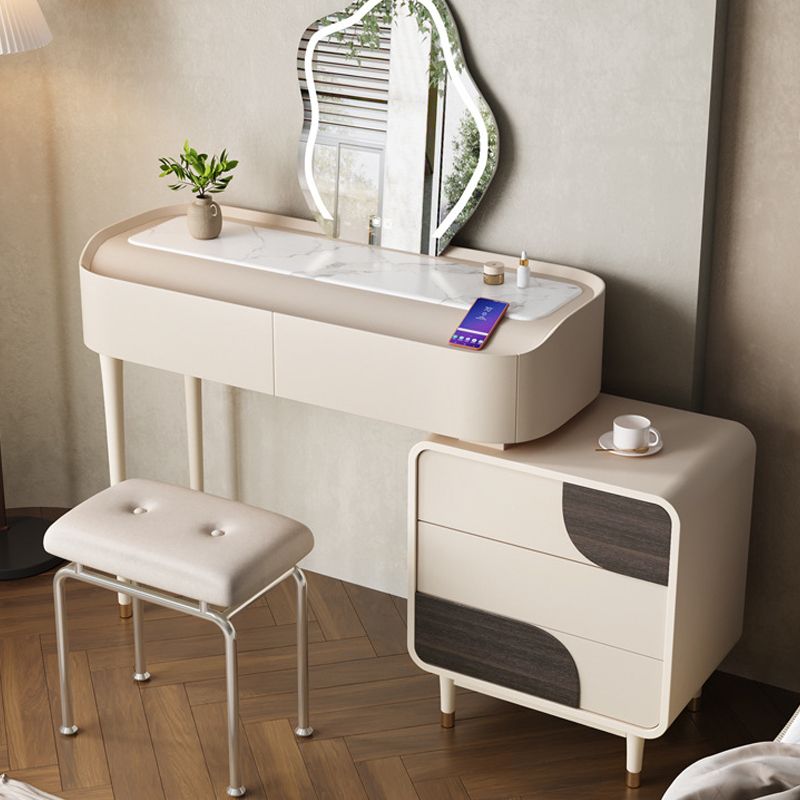 White Wooden Make-up 15.74" Wide Vanity Makeup Vanity Desk Table with 2/5 Drawers