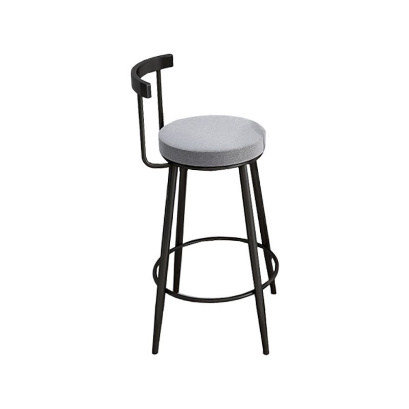 Round Upholstered Dining Stool Low Back Bar Stool with Metal Base