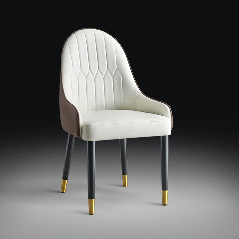 Glam Style Parsons Dining Chairs Faux Leather Armless Side Chair