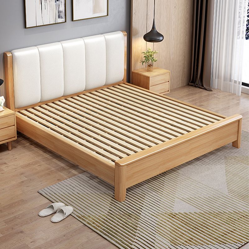 Rectangular Modern Panel Bed Solid Wood Standard Bed with Headboard