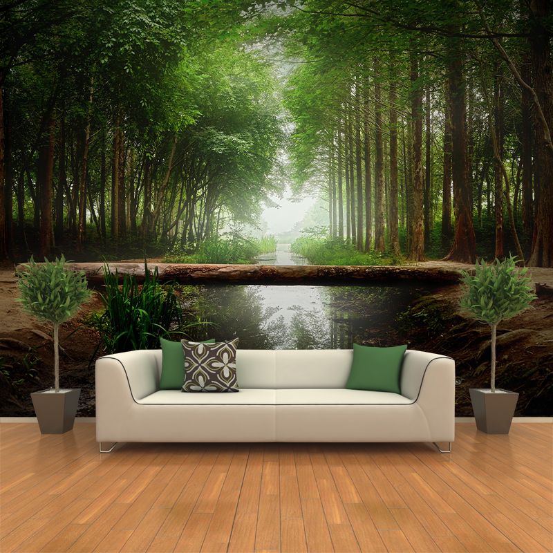 Contemporary Moisture Resistant Forest Mural Wall Covering for Dining Room Wall Decor