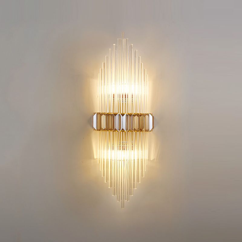 2 Light Unique Wall Sconce Postmodern Style Crystal Wall Lighting for Bedroom