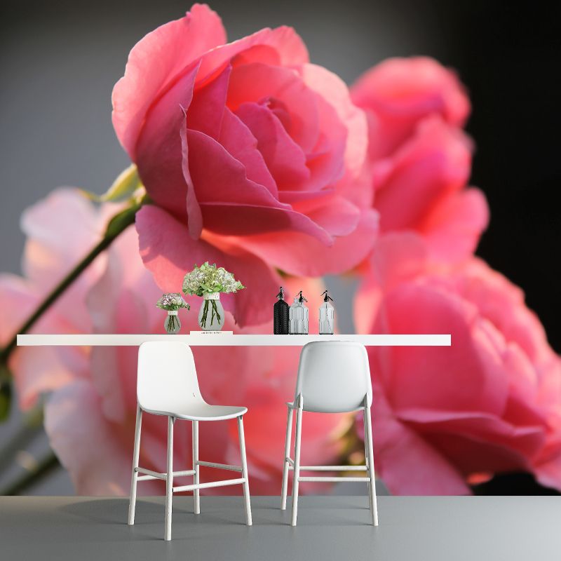 Bright Roses Mural Wallpaper Water-Resistant Wall Covering for Living Room