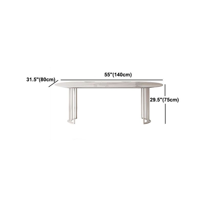 Sintered Stone Top Table with Double Pedestal Modern White Table for Restaurant