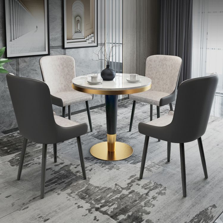 1/2/3/4/5 Pcs Metal Modern Dining Set with Round Dining Table Dinette Set