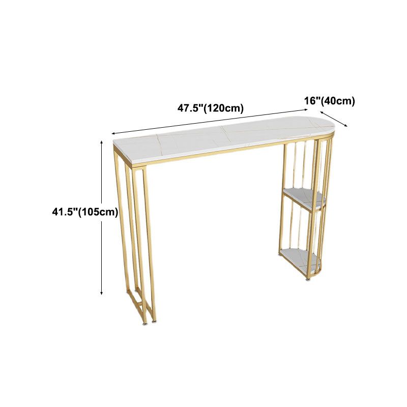 Glam Style Storage Bar Table Gold Frame 42 Inch Height Table for Restaurant