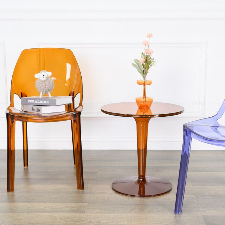 Pedestal Modern 1 Single Coffee Table Round Acrylic Cocktail Table