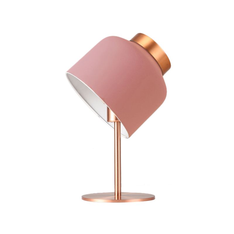 Dome Metallic Desk Light Minimalist 1-Head Pink/Blue Nightstand Lamp with Adjustable Design