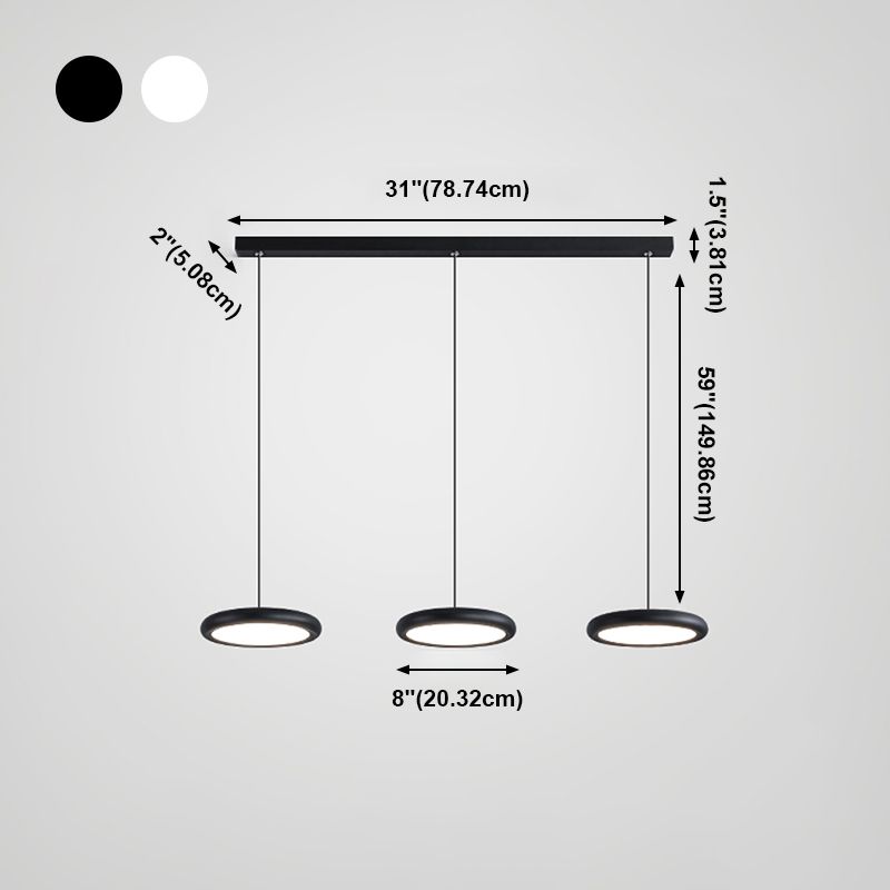 Modern Minimalist LED Pendant Light Frosted Aluminium Circular Hanging Lamp with Acrylic Shade