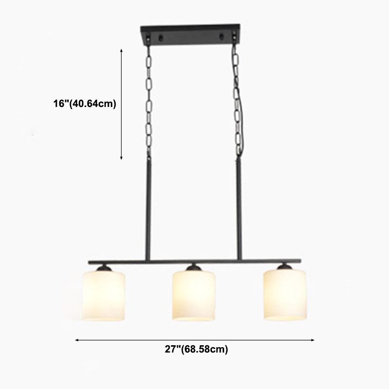 Modern Style Cylinder Chandelier Light Glass 3 Lights Hanging Ceiling Light