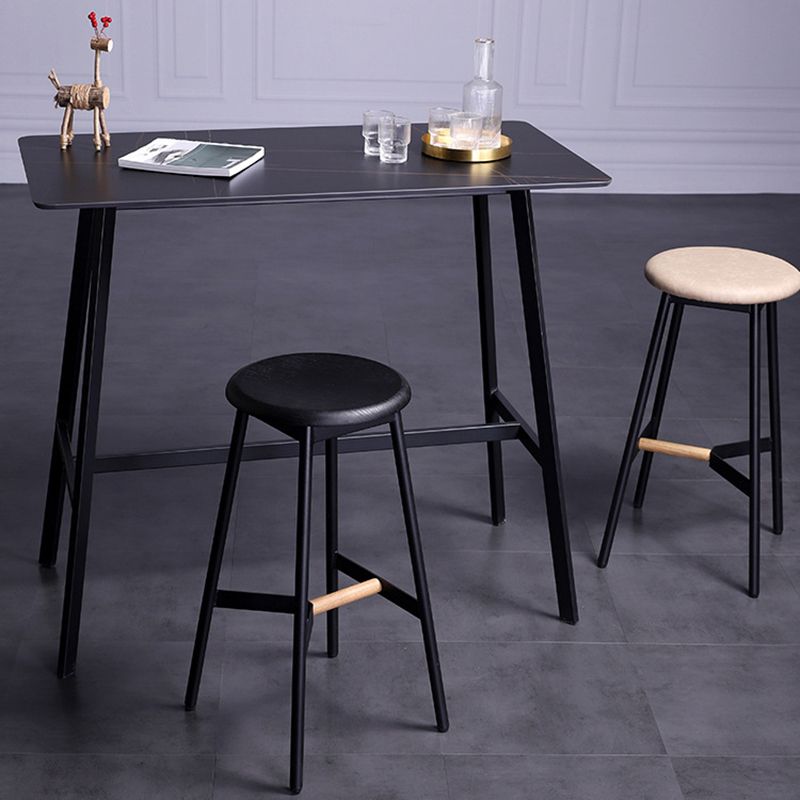 Modern Style Bar-stool Round Seat Counter Bar Stool with Metal Legs for Home
