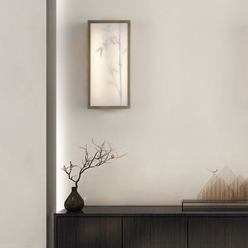 Modern Metal Wall Light Brown Cuboid 14.5" Wide Wall Sconce for Living Room