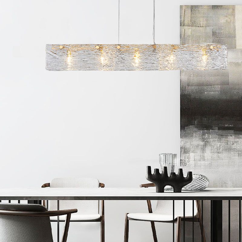5-Light Modern Golden Kitchen Island Lighting Glass Ceiling Light for Bedroom