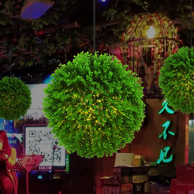 Globe Restaurant Ceiling Pendant Light Industrial Metal 1 Light Green LED Plant Suspension Lamp, 14"/18" Dia